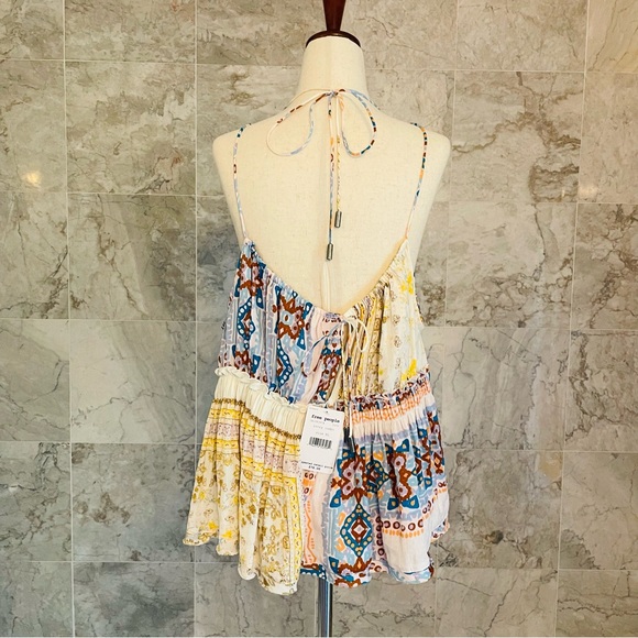 Free People Ivory Combo Bellini Patchwork Peplum Tank Top - Picture 6 of 9